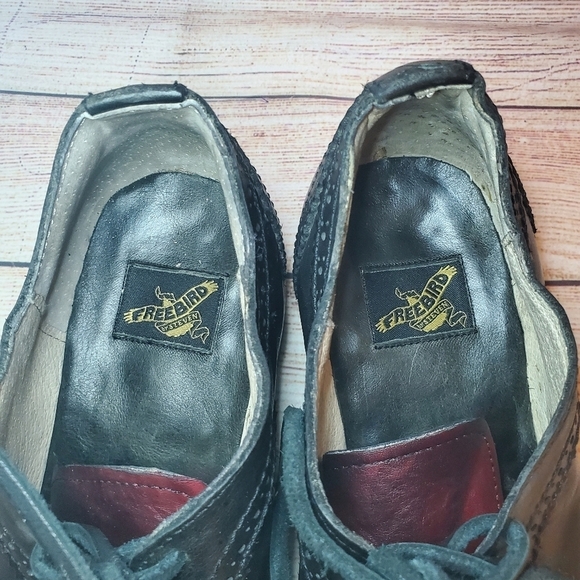 Freebird Mens Size 9 King Wingtip Oxford Black Burgundy Derby Dress Shoes main image 4